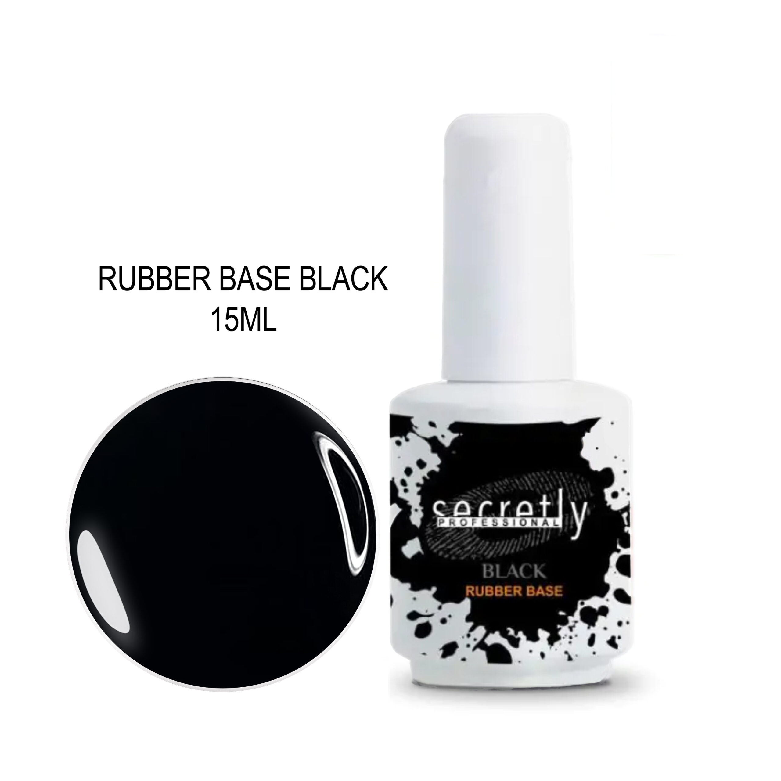 BLACK_1 SECRETLY RUBBER BASE BLACK 15ML - Image 1