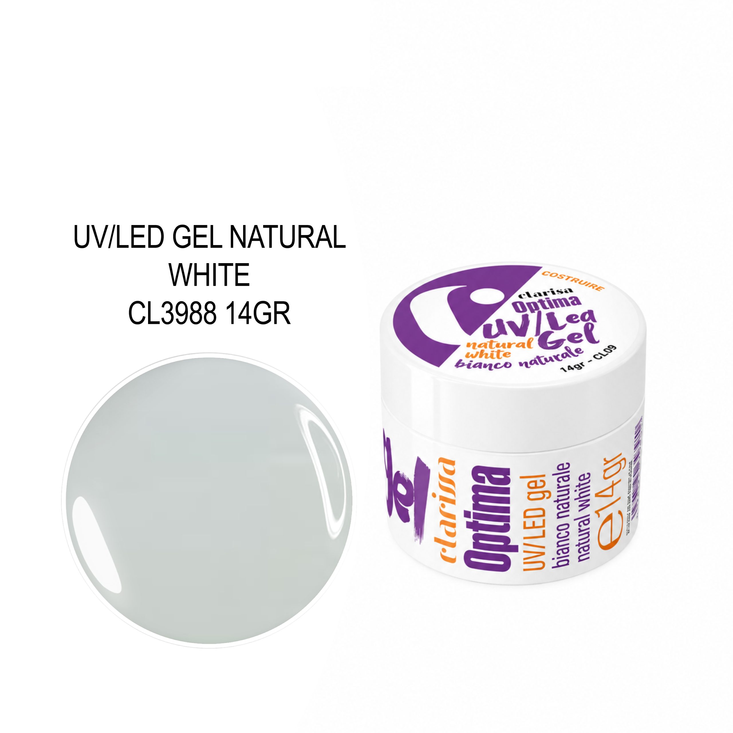 NATURAL_14 CLARISSA UV/LED OPTIMA GEL NATURAL WHITE 14GR - Image 1